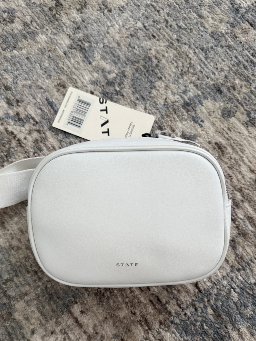 STATE White Pebbled Leather Belt Bag